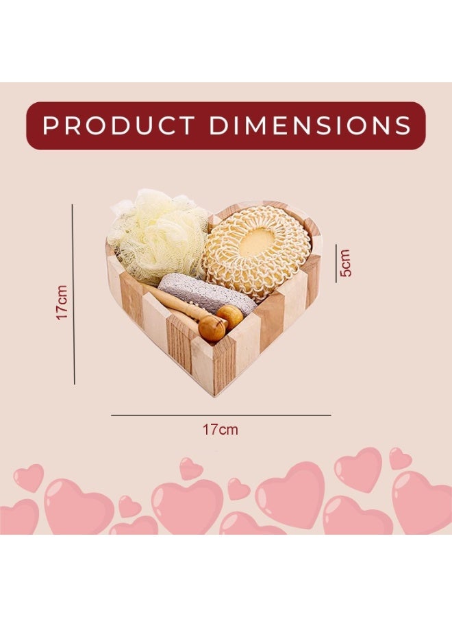 Home Smart Heart Shaped Bath Set 6 Pcs Set for Women Bath and Body Set, Relax, Inspirational Perfect for Birthday, Valentine and Women Day - Image 2